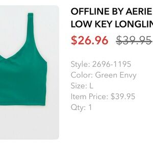 Offline by Aerie Green Envy Longline Bra